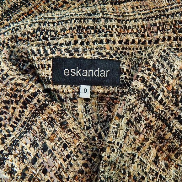 Eskandar Metallic Tweedy Tabard Extra Wide Longer Back Kimono Poncho 0 Open Size - Picture 7 of 7